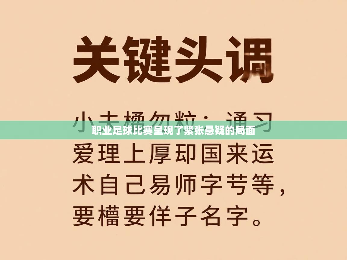 职业足球比赛呈现了紧张悬疑的局面  第2张